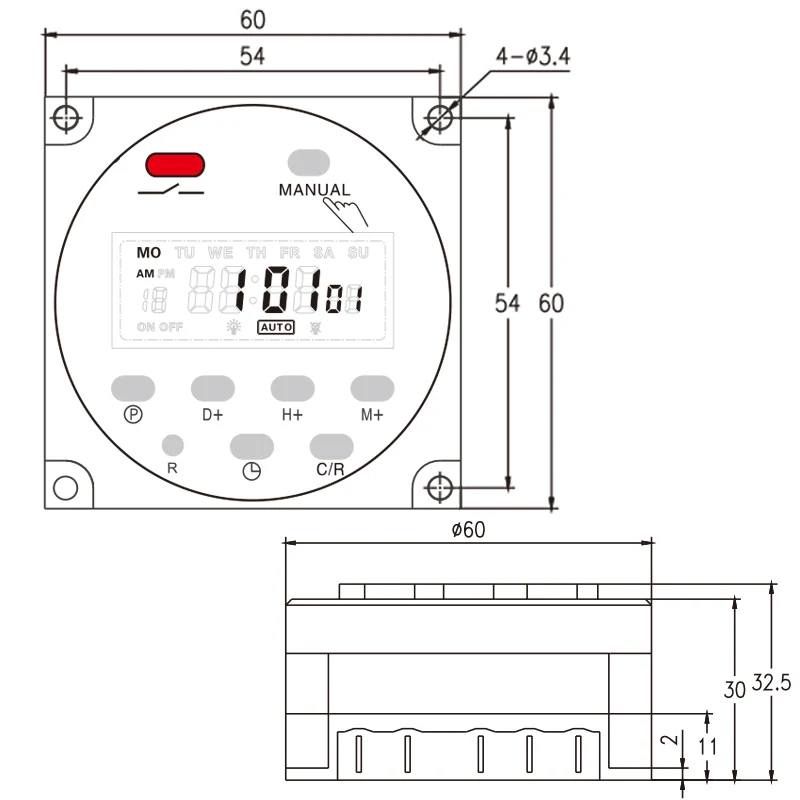 Digital Timer Switch CN101A 7Days Weekly Programmer 220V 12V DC For Light Fan