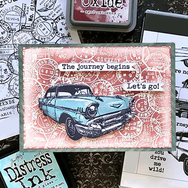 Clear Silicone Stamps Retro Cars Round Label Tag Number Puzzle Football Guitar Wolf Flowers Background DIY Cards 2021 New