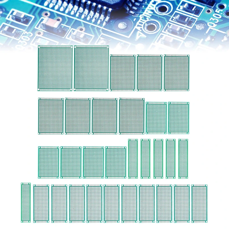 Tábua de Pão Peças Dupla Face Verde Pcb Dot Board Protótipo Placa Circuito Universal Conjunto Circuitos Integrados 32