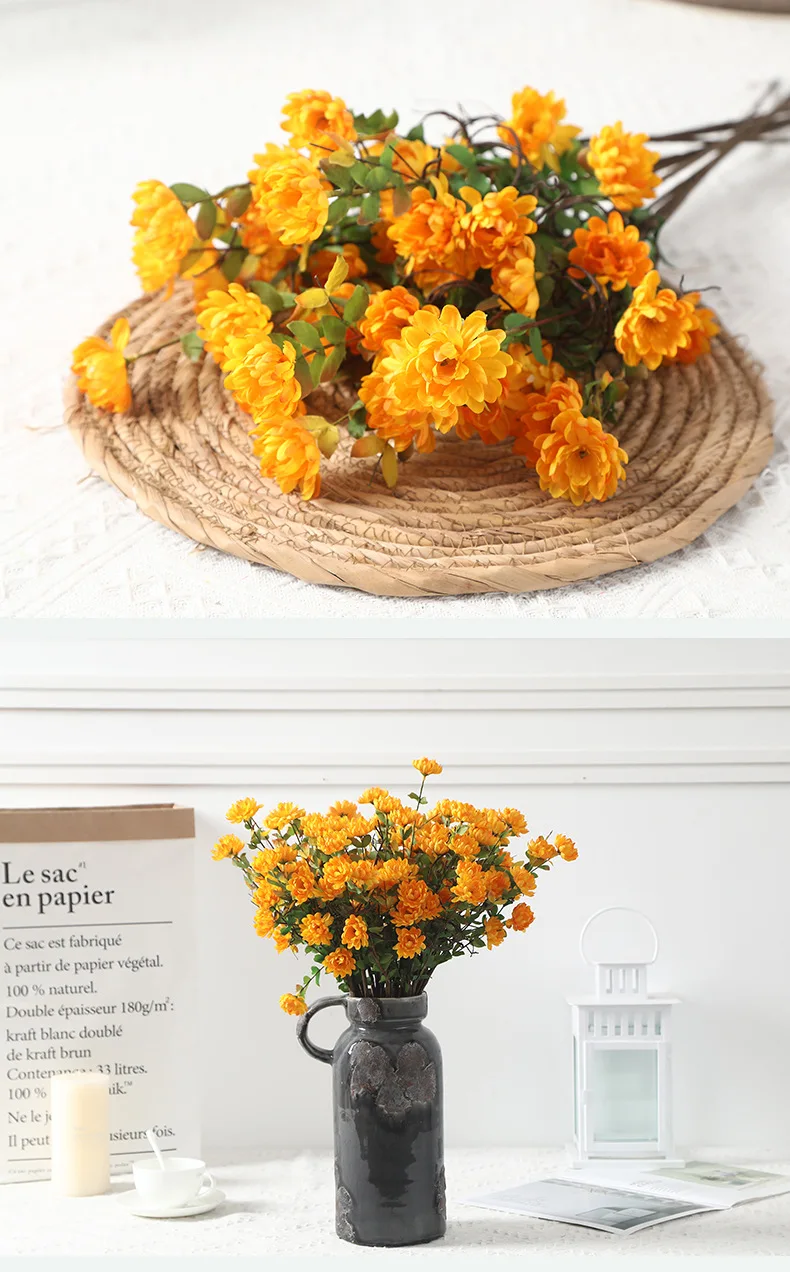 Искусственный цветок, дикие хризантемы, ветви, домашнее рождественское украшение, сделай сам, свадебный букет, дорога, свинцовый цветок, настенное растение, поддельные flo