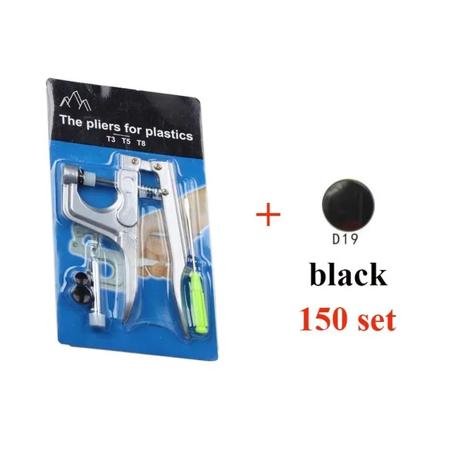 plier and 150 black 37 кнопки крепления плоскогубцы KAM кнопка+ 150 Набор T5 смешанные пластиковые кнопки смолы 12 мм Нажмите Стад Ткань Кнопка нажмите машинное шитье инструменты - Цвет: plier and 150 black