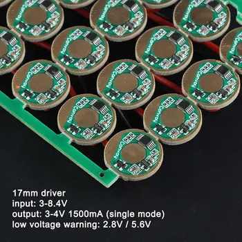 

17mm driver ,input: 3-8.4V, output: 3-4V 1500mA (single mode)
