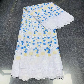

2020 African Swiss Voile Lace Fabric embroidery lace trim high quality african Dry cotton lace fabric for wedding KU062406