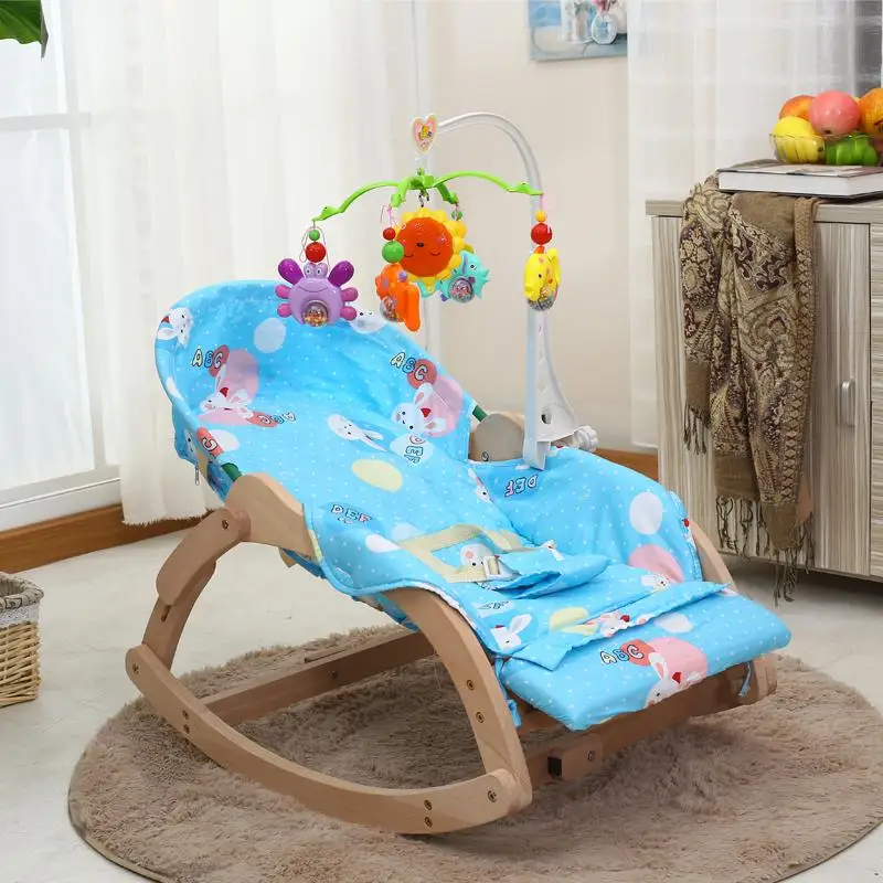 Soothing Chair Rocking Chair Baby Tremble Small Cradle Bed Solid Wood Baby Reclining Chair With Doll To Coax Doll Sleeping Artif - Цвет: D
