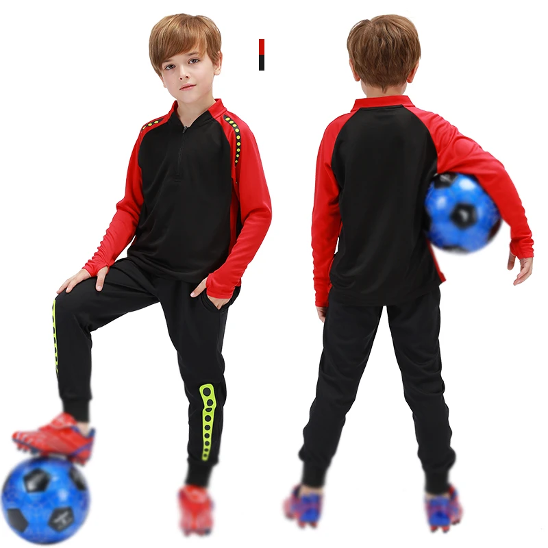 4 цвета, логотип на заказ, футбольные трикотажные брюки, Детский костюм, Осень-зима, бархатная спортивная куртка для начальной школы - Цвет: Black