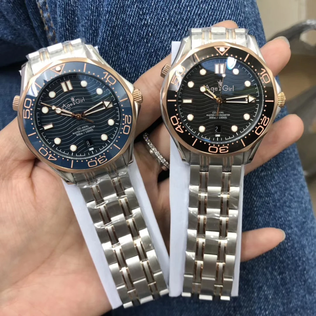 

Luxury Brand New Men Automatic Mechanical Watch Silver Rose Gold Black Blue James Bond 007 Ceramic Bezel Sapphire See Through