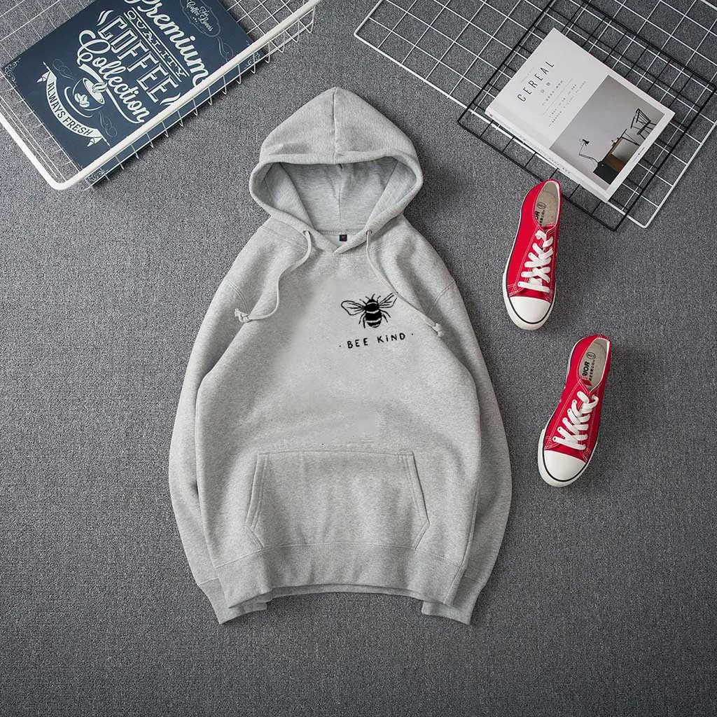 Женские толстовки с принтом в виде пчелы капюшоном длинным рукавом Повседневный