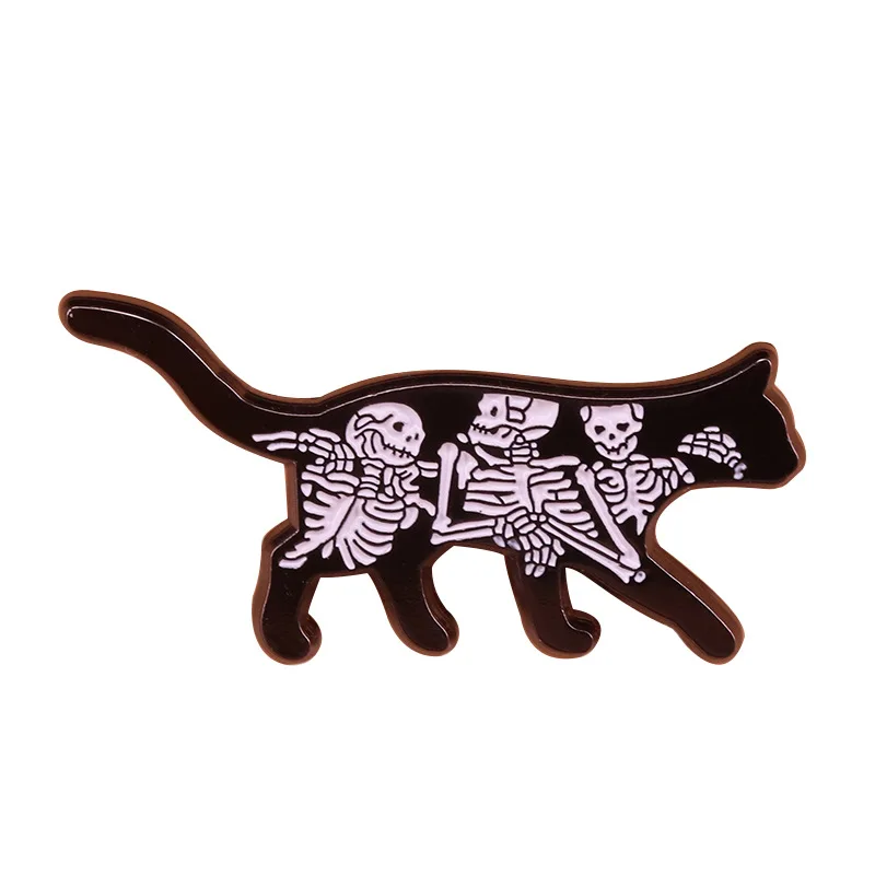 Black Cat Skull Brooch Perfect Halloween Accessory Enamel Pins Lapel Pin | Украшения и аксессуары