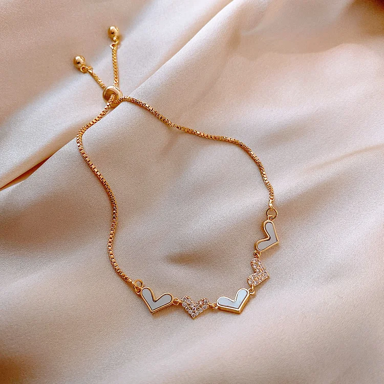 

Simple Elegant Heart Peach Heart Bracelets INS Non-mainstream Design Sisters Hand Jewelry Bracelet