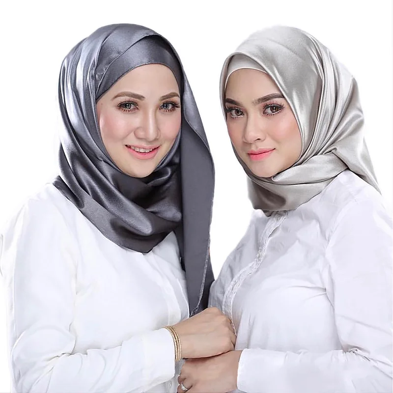 2021 spring and summer luxury 90*90CM silk scarf simple monochrome 100% silk scarf female fashion silk scarf sunscreen big shawl 4