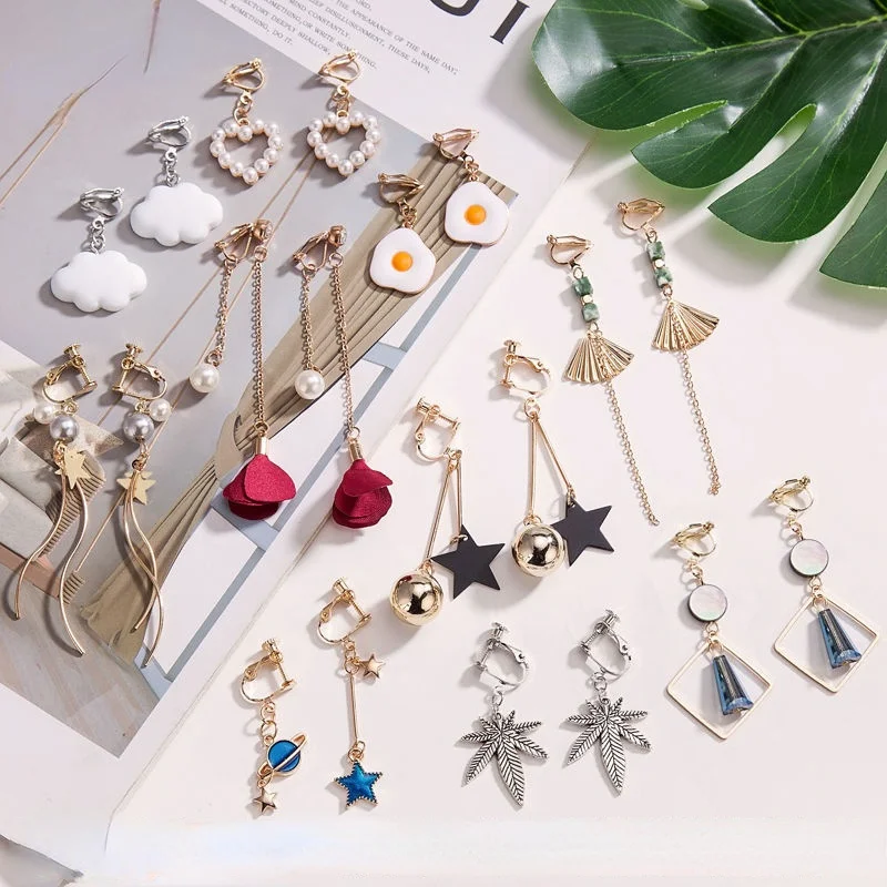 Ear Clip Earrings For Women Hypoallergenic Handmade