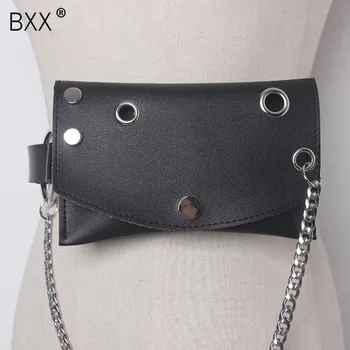 

[BXX] 2020 New Autumn Solid Color Black Loose Pu Leather Chain Mini-bag Long Belt Women Fashion Tide All-match JE16801