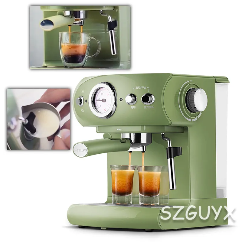 US $128.60 Fully SemiAutomatic Coffee Machine Retro Style Espresso Pump Type Household And Commercial Steam Type Milk Foam Strong Steam