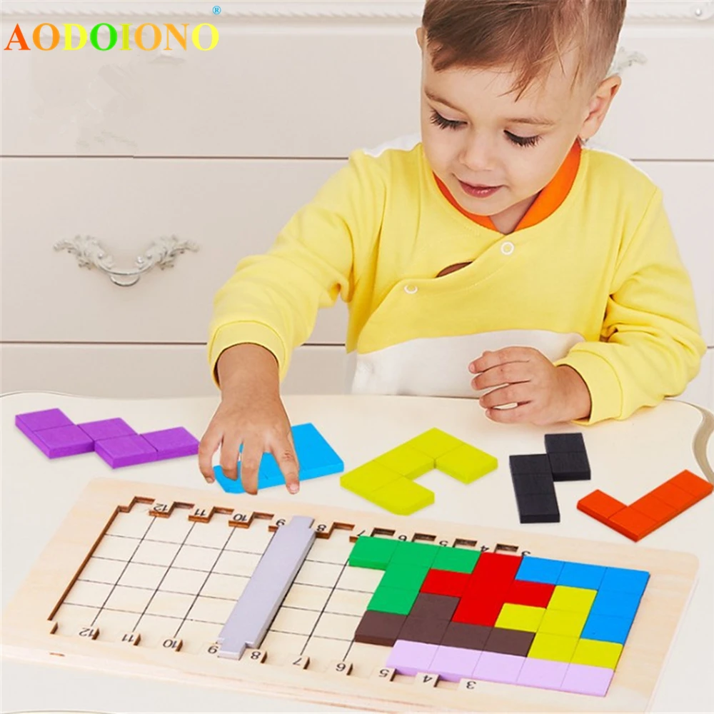 Красочные деревянные Tangram тетрис игра головоломка игрушки для детей дошкольного возраста волшебство раннего образования детские игрушки подарок для детей