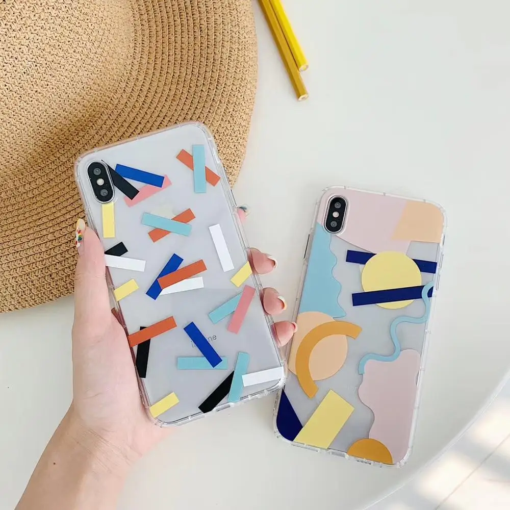 Marchcover новый милый цвет линии Прозрачный чехол для iPhone 11 PRO X XS MAX 8 7 plus прозрачный