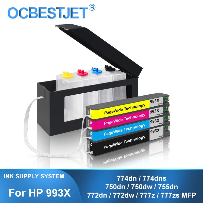 Ciss Per Hp 993 993X 993Xl Sistema Di Alimentazione Continuo Dell'Inchiostro Per Hp Pagewide Color Pro 755Dn 774Dn 750Dn 750Dw 772Dn 772Dw 777Z 777Zs