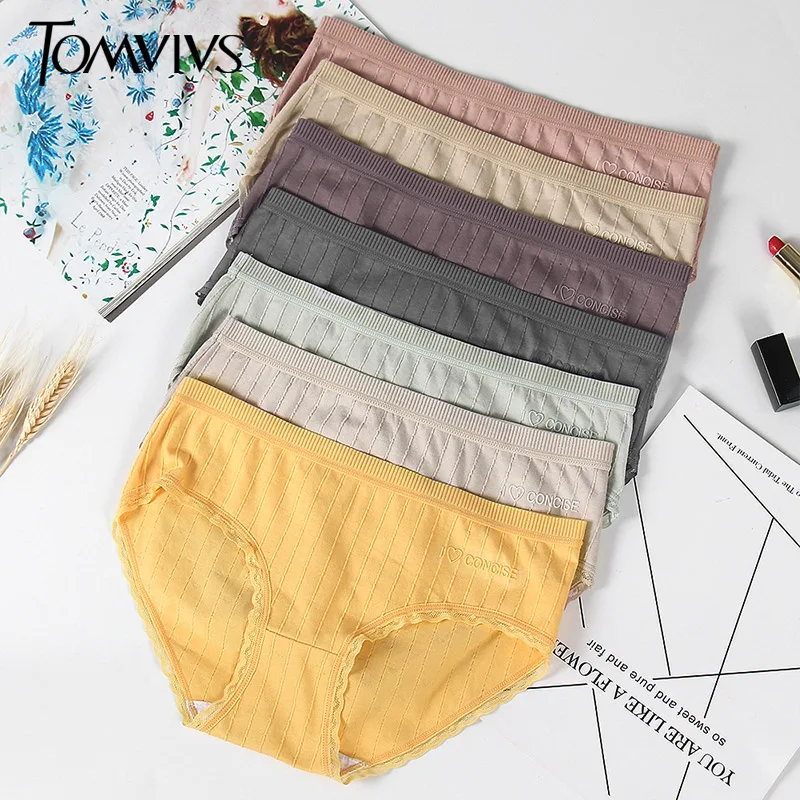 

TOMVIVS Cotton Women's Panties Soft Casual Solid Color Panties for Women Sexy Lingerie Girls Briefs Female New Underpants P0114