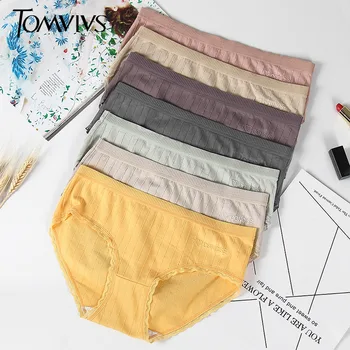 

TOMVIVS Cotton Women's Panties Soft Casual Solid Color Panties for Women Sexy Lingerie Girls Briefs Female New Underpants P0114