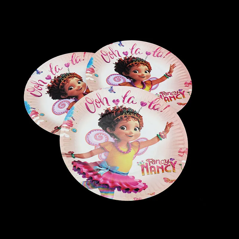 60pcs/lot Fancy Nancy disposable tableware sets Fancy Nancy disposable plates cups straws Fancy Nancy theme party decorations
