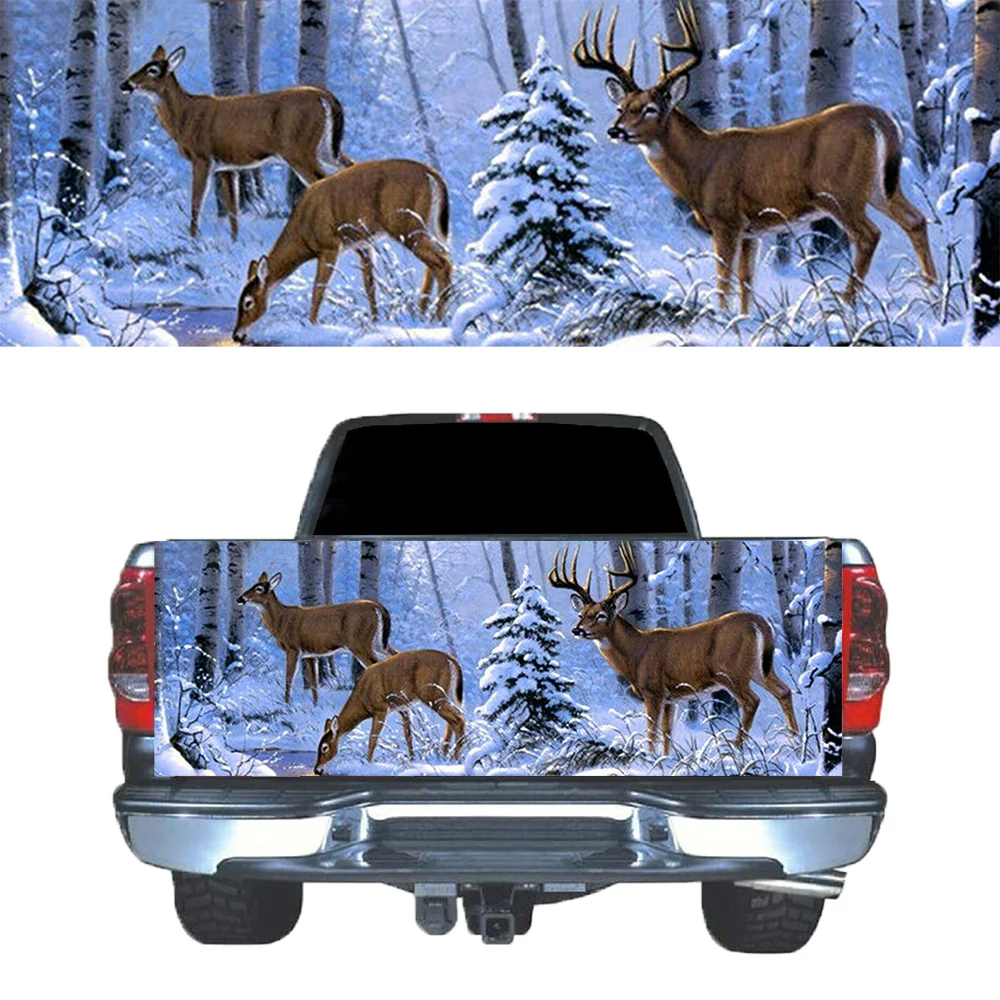 

Deer Family in the Snow Forest Tailgate Graphic Decal Pickup Truck car rear door