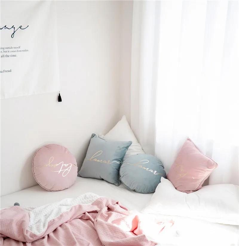 Модная цветная плюшевая бархатная розовая синяя мягкая подушка, подушка для дома, декоративная подушка для дивана, стула, пола, подушка для гостиной