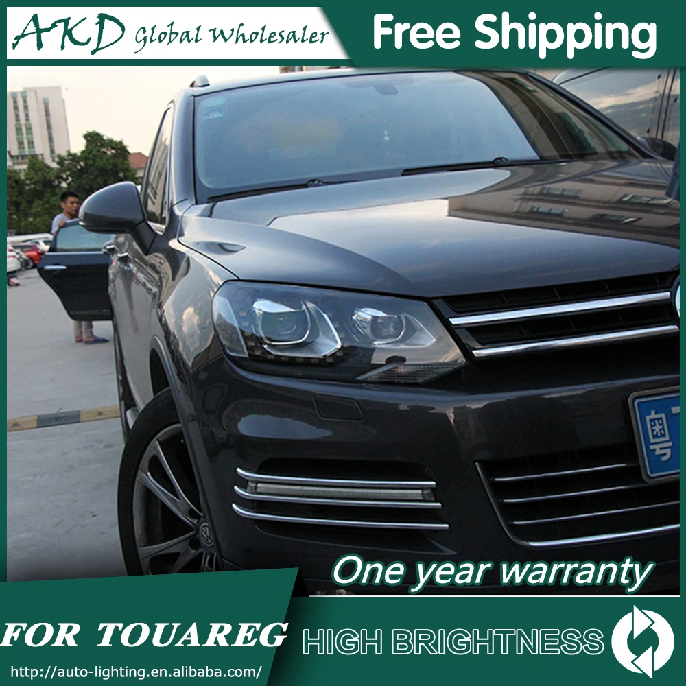 AKD автомобильный Стайлинг для VW Touareg фары 2010- VolksWagen светодиодный фары DRL Биксеноновые линзы Высокий Низкий Луч парковочная противотуманная фара