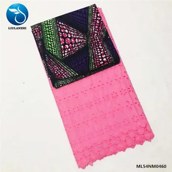 

BEAUTIFICAL Wax lace fabrics New arrival ankara cotton wax mix punch cotton lace fabric for dress 3+2.5yards ML54NM04