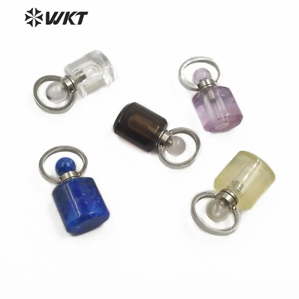 WT-P1472 Новое поступление! подвеска в виде бутылочки парфюма кулон из натурального камня бутылка из камня с серебряный, гальванический Круг Подвеска петли