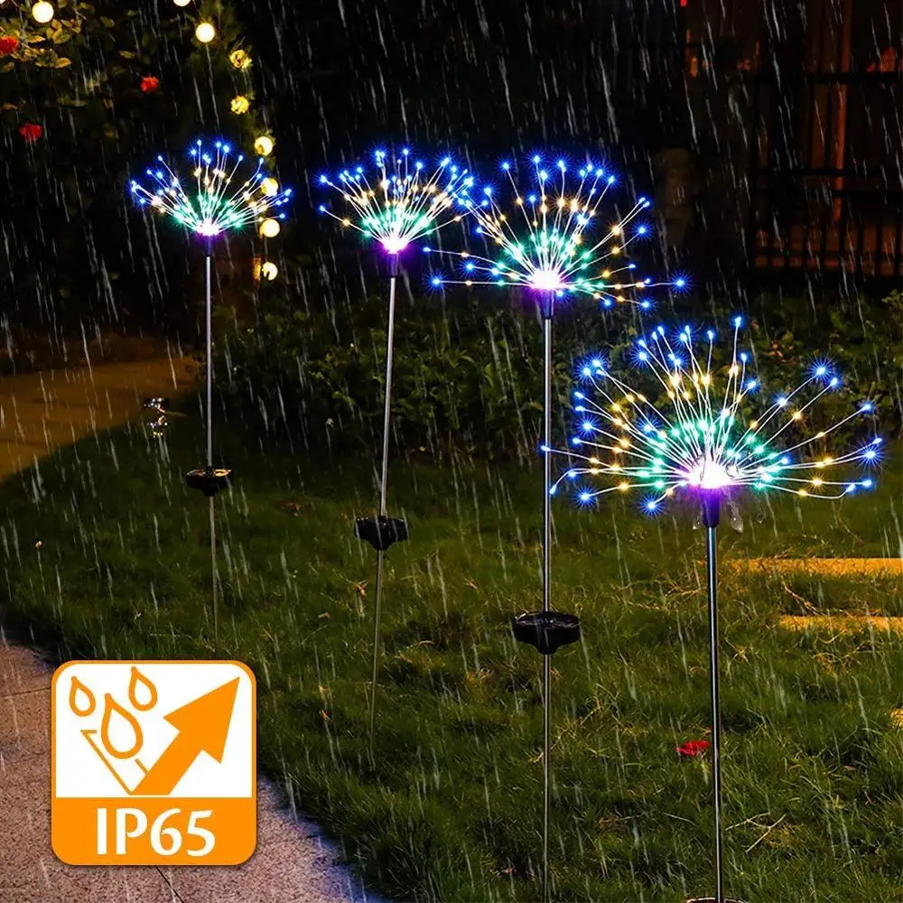 150 120 90 LED Firework Light Solar Powered Wedding Starburst Stake Fairy Lights 