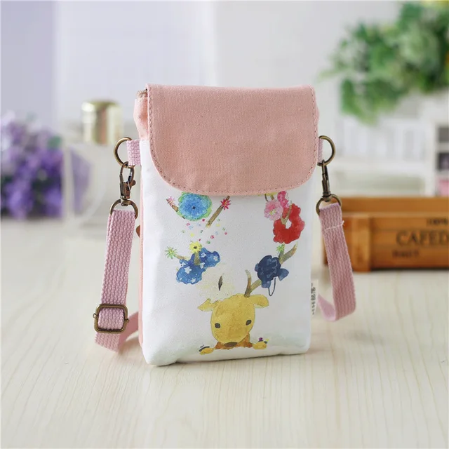 Women Leaf Large Screen Mobile Phone Bag  Capacity Canvas Messenger Bag Ladies Shoulder Bag 12
