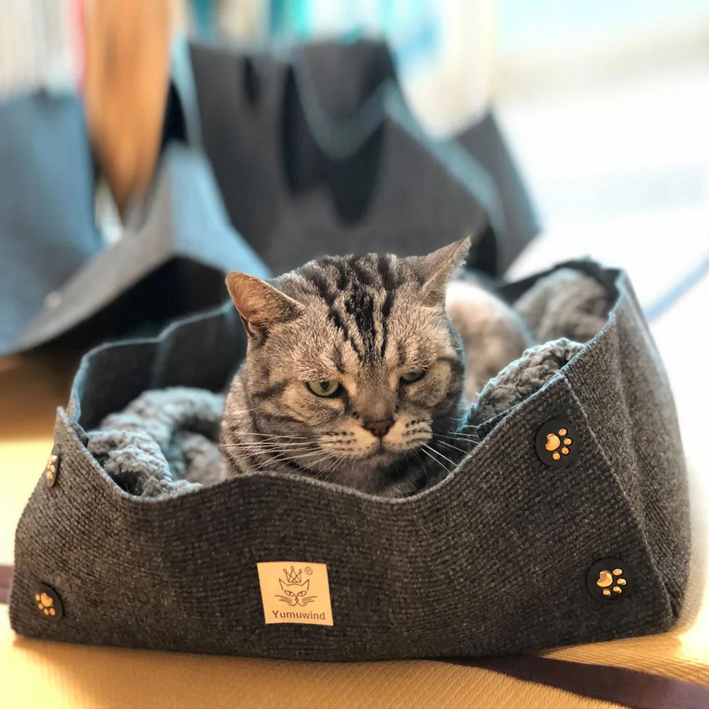 Winter Cat Dog Universal Bed House Foldable Soft Warm Comfortable Puppy Sleeping Mat Pad Nest Kennel Pet Supplies cat's house