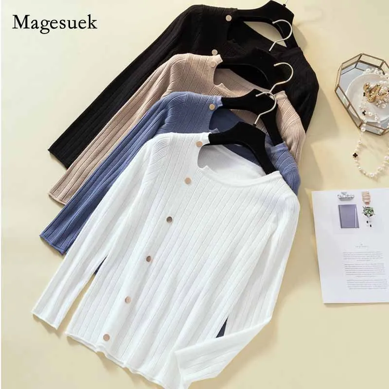 

Осень 2020 Новинка облегающий свитер с круглым вырезом трикотажный джемпер с длинными рукавами Зимний однобортный полосатый пуловер Свитера 11798