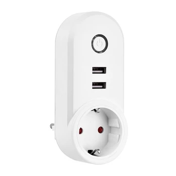 

AMS-Smart WiFi Socket Smart Plug 2 USB Charger Port, Timer Power, Control your home devices from anywhere, work with Amazon Alex