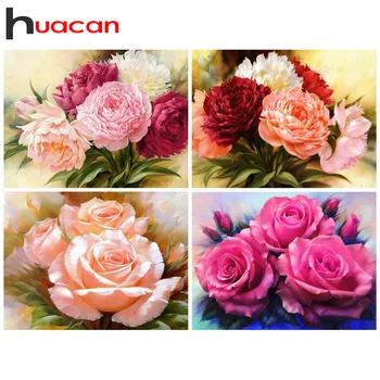 

Huacan Diamond Painting 5D Full Square Drill Flower Diamond Embroidery Mosaic Cross Stitch Rhinestone Picture Home Decor Gift