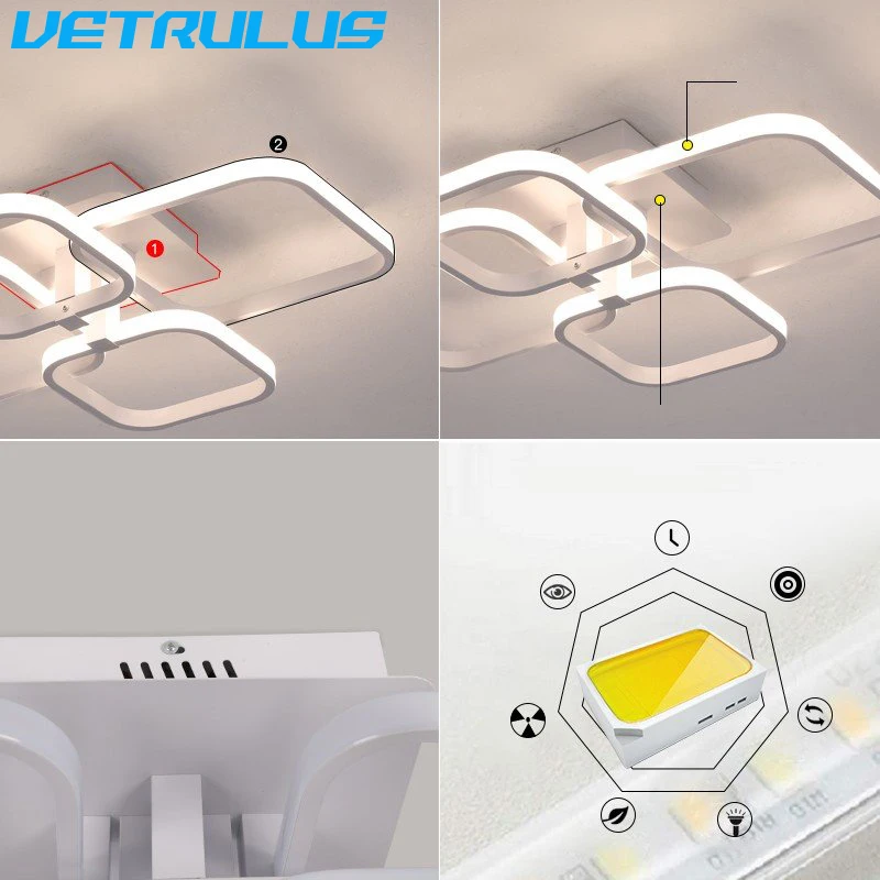 Odern Diable LED Ceiling Light Living Roo Lap With Reote Control - View #6