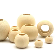 20 Uds bebé cuentas de dentición madera de haya masticables juguetes Ecofriendly redonda mordedor de cuentas para bebé arte y joyería DIY accesorios 30 50mm