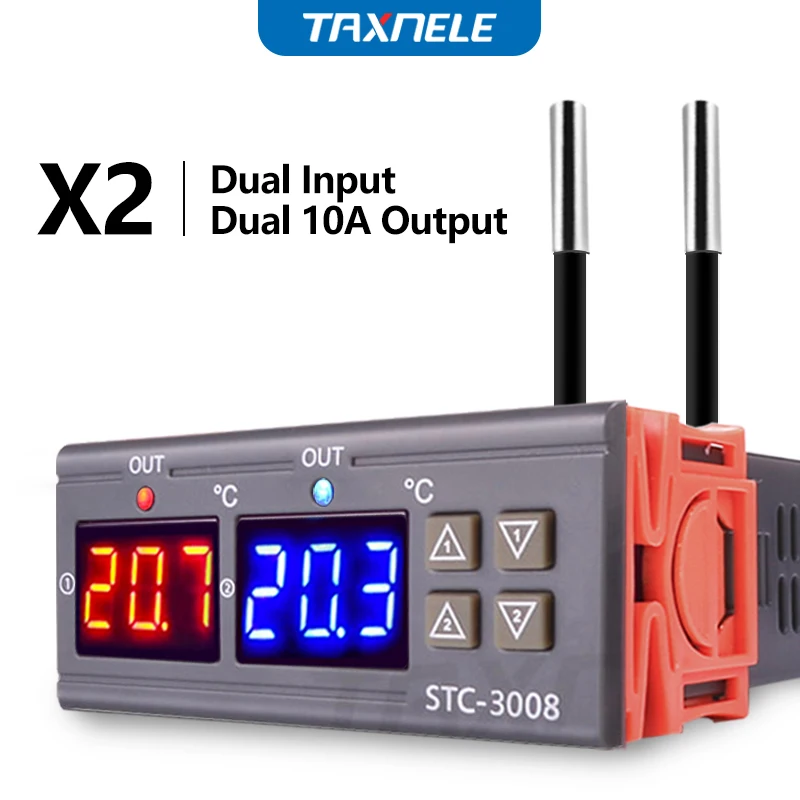 STC-3008 Dual Digital Temperature Controller Two Relay Output 12V 24V 220V Thermoregulator Thermostat Heater Cooler dual probe digital temperature controller digital thermostat