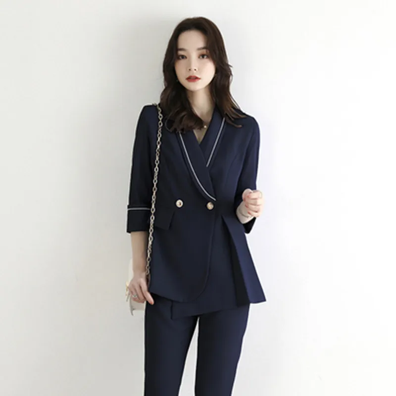 

Autumn Temperament Pant Suit New Fashion Blazer Jacket Top + Pants Business 2 Pieces Suits OL Work Casual Female Sets