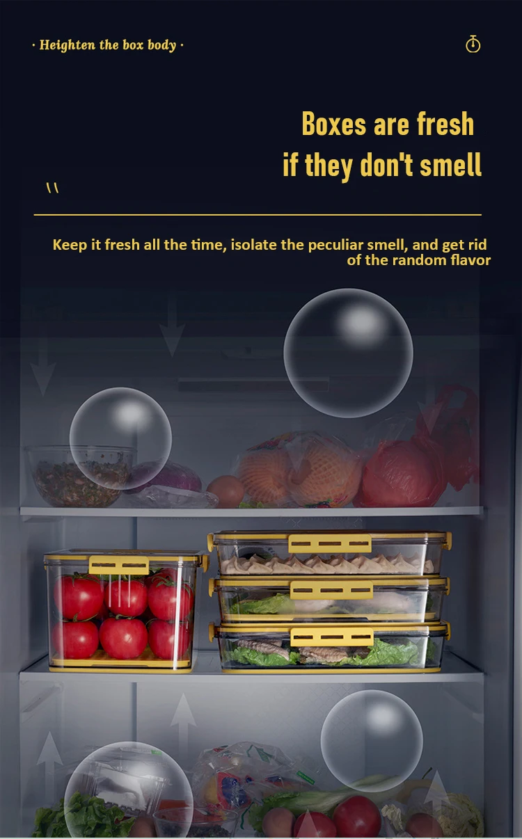 Timekeeping Food Storage Box Kitchen Transparent Refrigerator Sealed Containers Organizer Fresh-Keep Freezer Storage Drawer Box