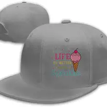 Жизнь лучше с мороженым Мужская бейсболка с плоским Биллом регулируемая