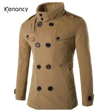 Мужское шерстяное пальто; Тренч; сезон осень-зима; теплое двубортное пальто с отворотом и длинными рукавами; модная повседневная верхняя одежда; Новинка года