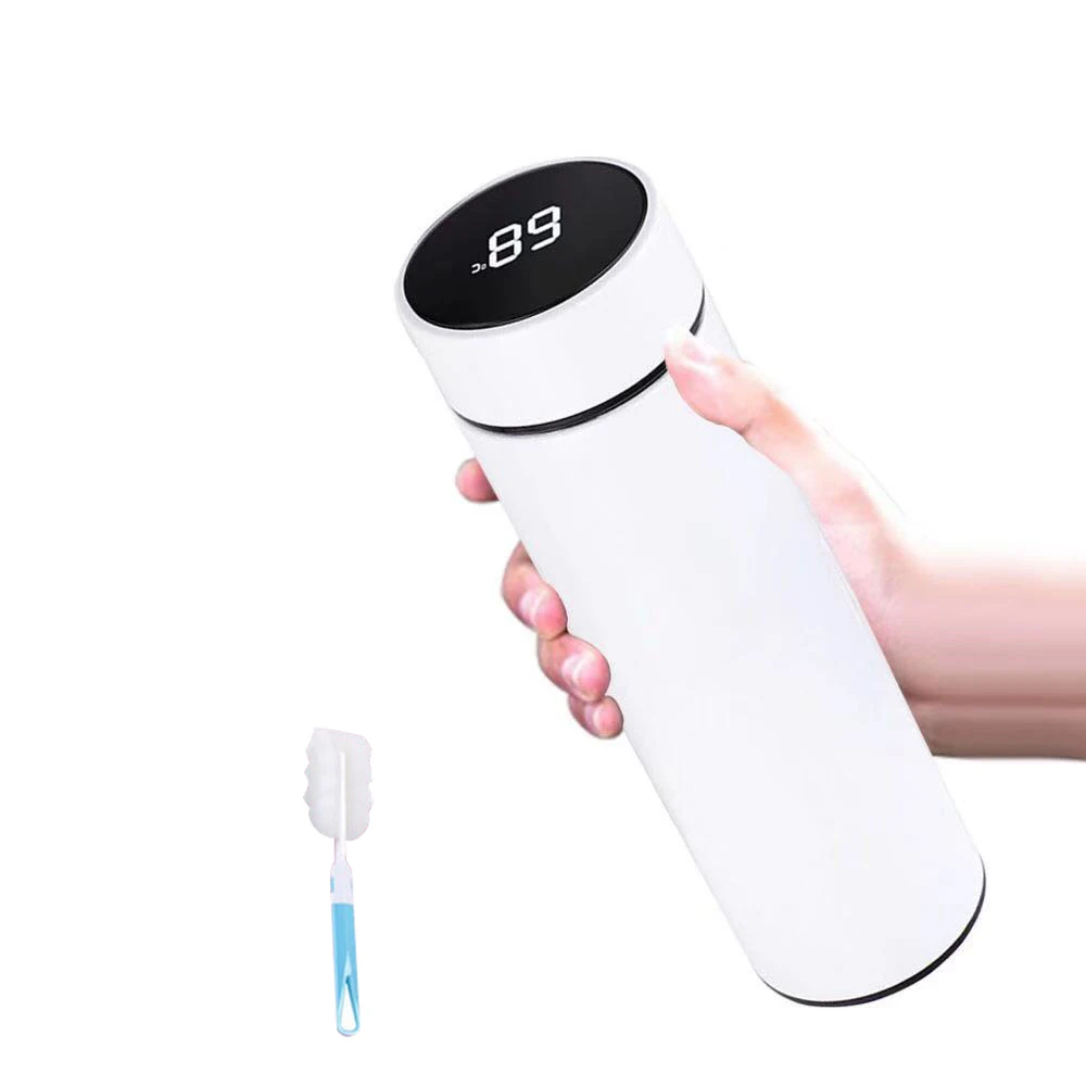 White with Brush 304 интеллектуальная термоизоляционная вакуумная колба из нержавеющей стали, термос, кофейная чашка, температурный сенсорный дисплей с чашкой - Цвет: White with Brush