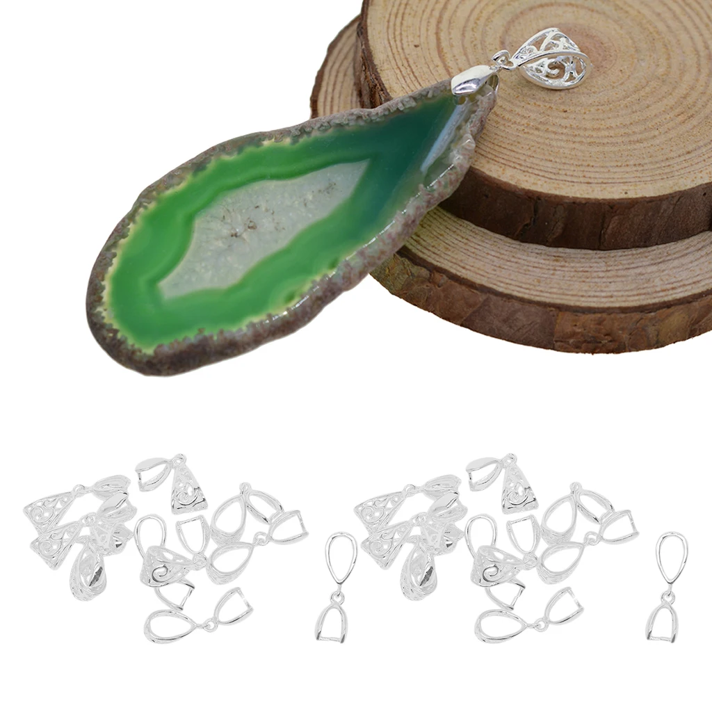 20Pack Hollow Necklace Bead Pendant Bails Pinch Clip Clasp for Jewelry Making