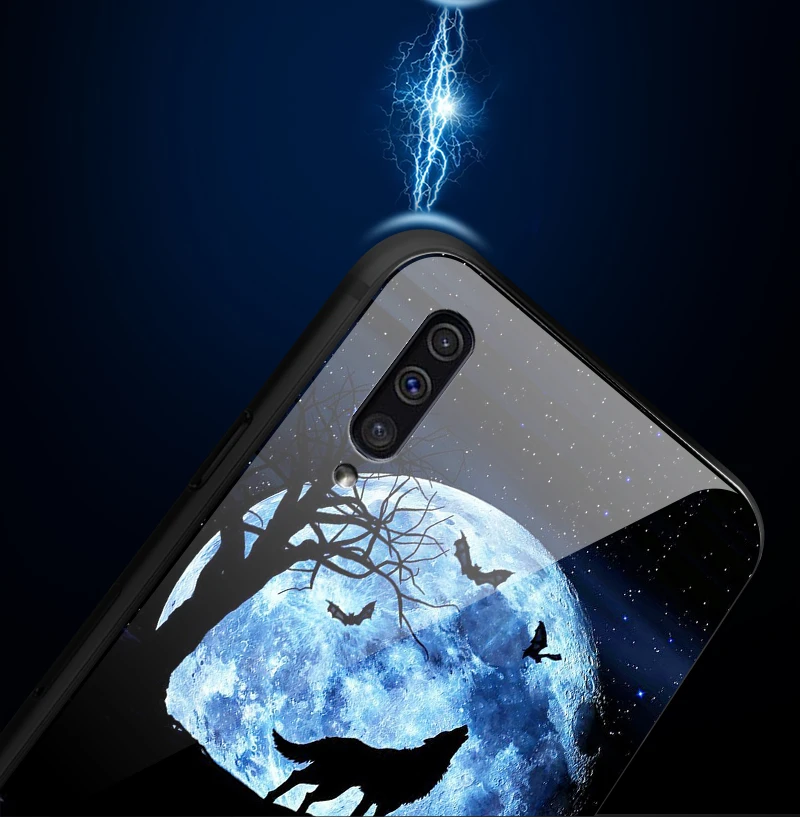 Для samsung Galaxy A10 A20 A30 A40 A50 A6S A70 A8S A80 A90 закаленное Стекло чехол J4Plus M10 M20 M30 Note9 дизайн киска задняя крышка