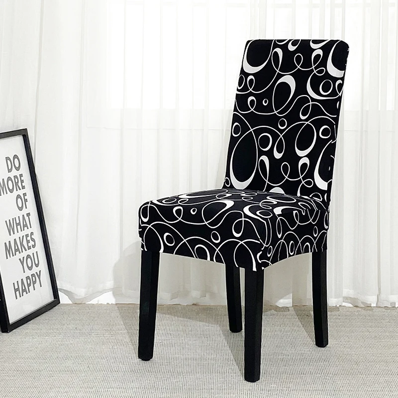 Chair-Covers Cushion Stretch-Decoration Geometric Dining-Seat Elastic Spandex Kitchen