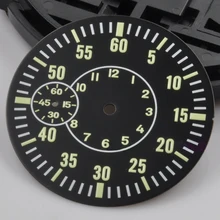 Детали часов, 38,5 мм светящийся черный циферблат, подходит для 6497 часового механизма с ручным заводом, часть часов для часов DIY CD164BK