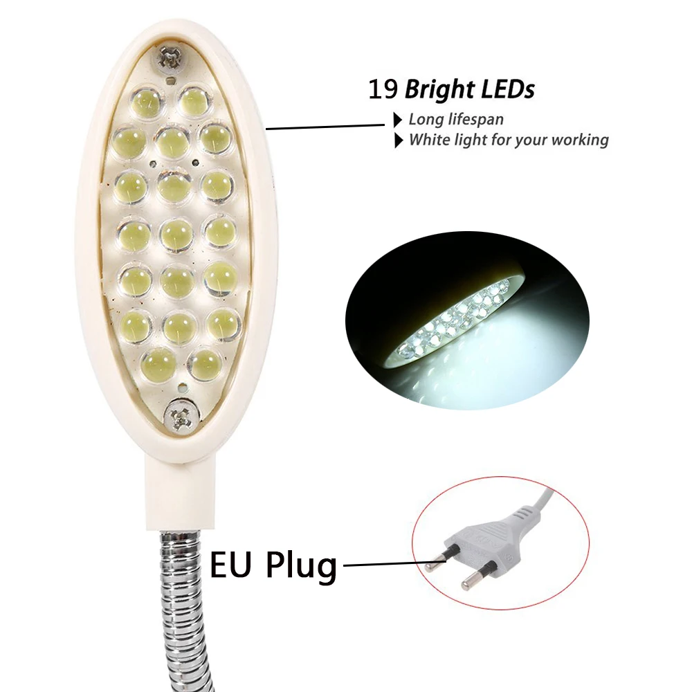 Dimmable швейная машина для одежды светодиодный светильник 19 светодиодный рабочий свет лампа на гибкой ножке с магнитами крепление для всех швейных освещение машины