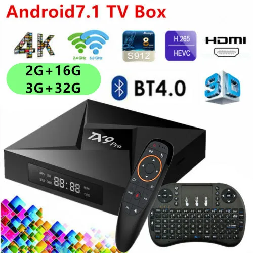 Android 7.1 Smart set top TV Box Quad core WIFI BT4.1 4K Media Player Keyboard