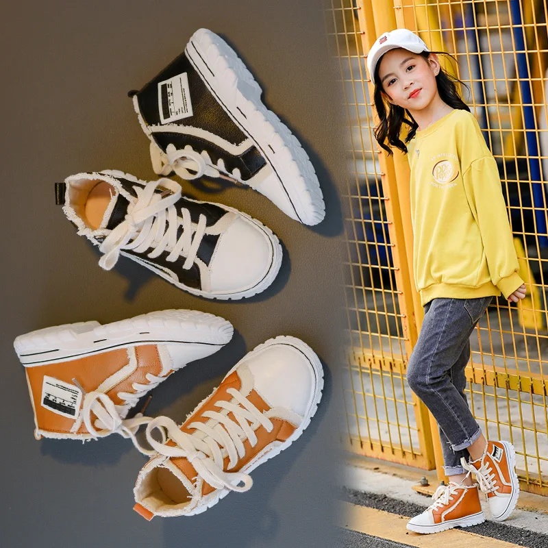 

Children's Booties 2019 Autumn and Winter New Lace Boots Boys and Girls Casual Student Shoes