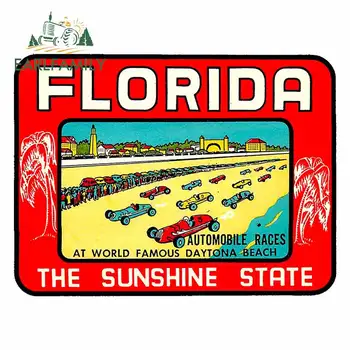 

EARLFAMILY 13cm x 12.9cm for Florida The Sunshine State Anime Car Sticker Personality Trunk Decal Scratch-Proof Vinyl Car Wrap